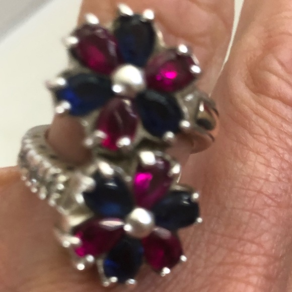 925 Silver Sterling two Rose design Ring - Picture 2 of 4